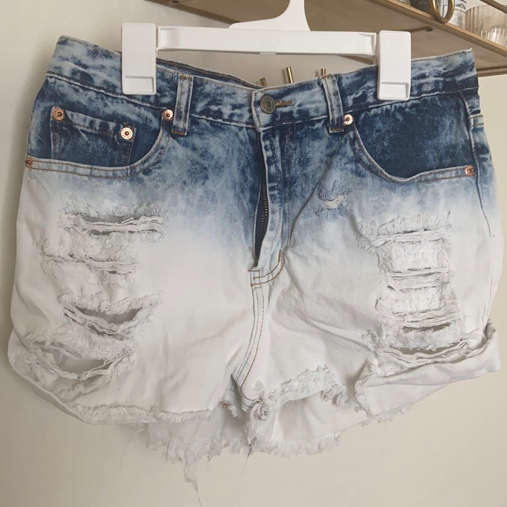 Forever 21 acid wash denim ombré blue shirts